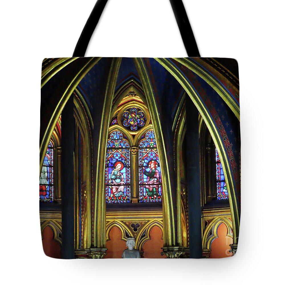 Ste-chapelle Tote Bag featuring the photograph STE-Chapelle Interior of beautiful Historic Church by Steven Spak