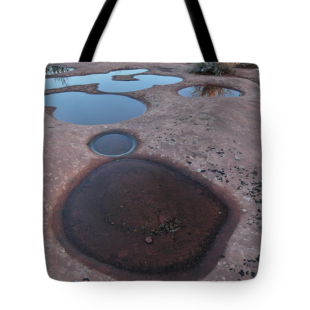 Canyonlands National Park Tote Bag featuring the photograph Stepping Pools at Green River Overlook by Ray Mathis