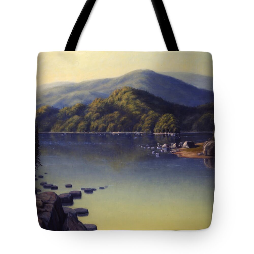 Landscape Tote Bag featuring the painting Stepping Stones by Rick Hansen