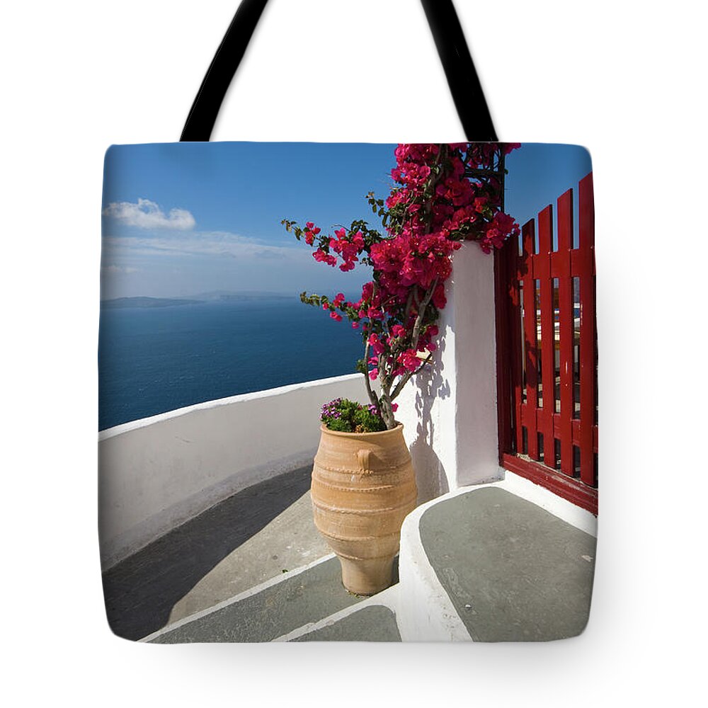 Steps Tote Bag featuring the photograph Steps And Bougainvillea by Arturbo