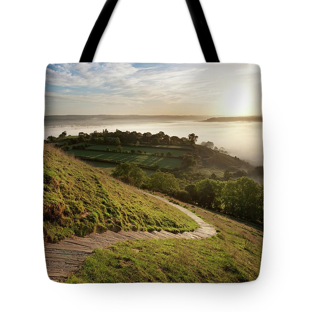 Tranquility Tote Bag featuring the photograph Steps Down From Glastonbury Tor by David Clapp