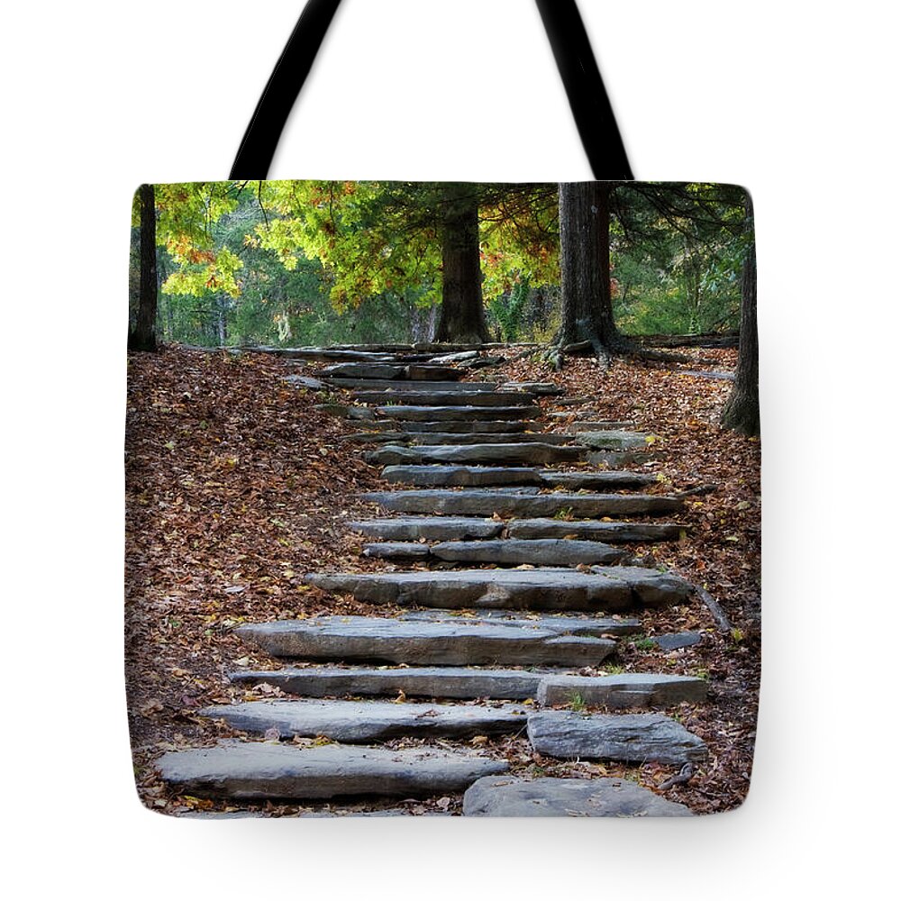 Autumn Tote Bag featuring the photograph Steps Of Fall by Lana Trussell