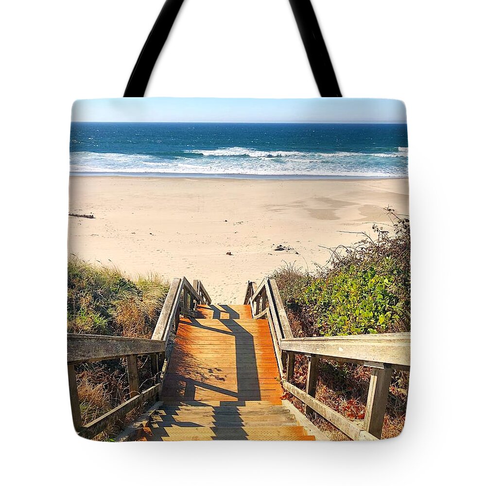 Beach Tote Bag featuring the photograph Steps To The Beach by Brian Eberly