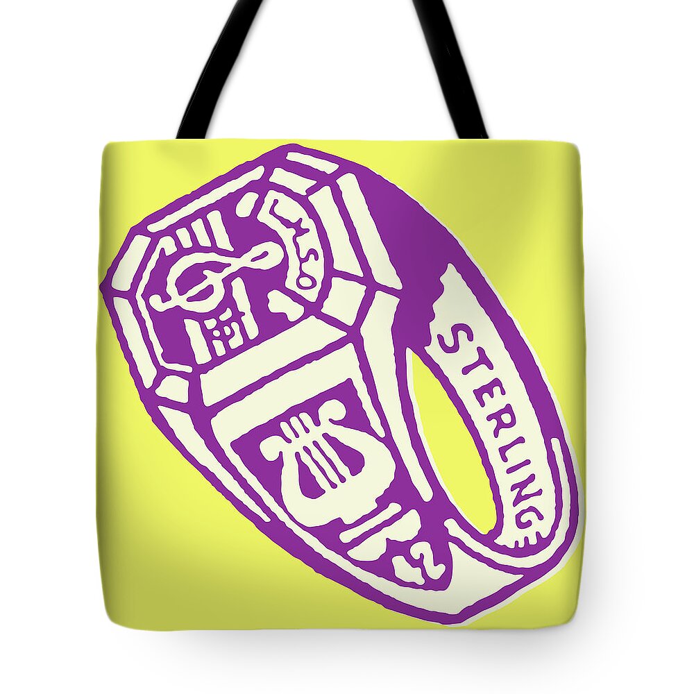 Accessories Tote Bag featuring the drawing Sterling Silver Class Ring for Musician by CSA Images