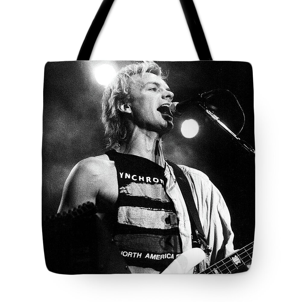 Sting Tote Bag featuring the photograph Sting 1984 by Russell Brown