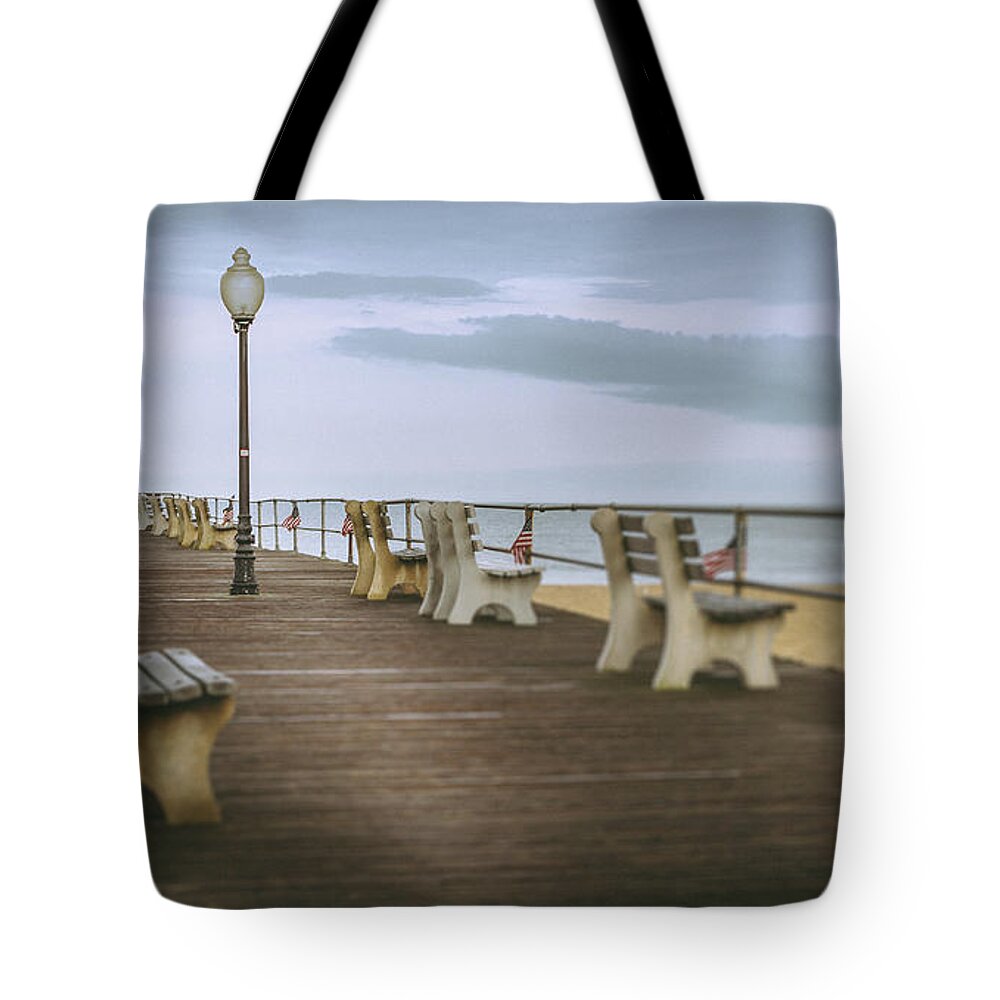 Office Decor Tote Bag featuring the photograph Stormy Boardwalk 2 by Steve Stanger