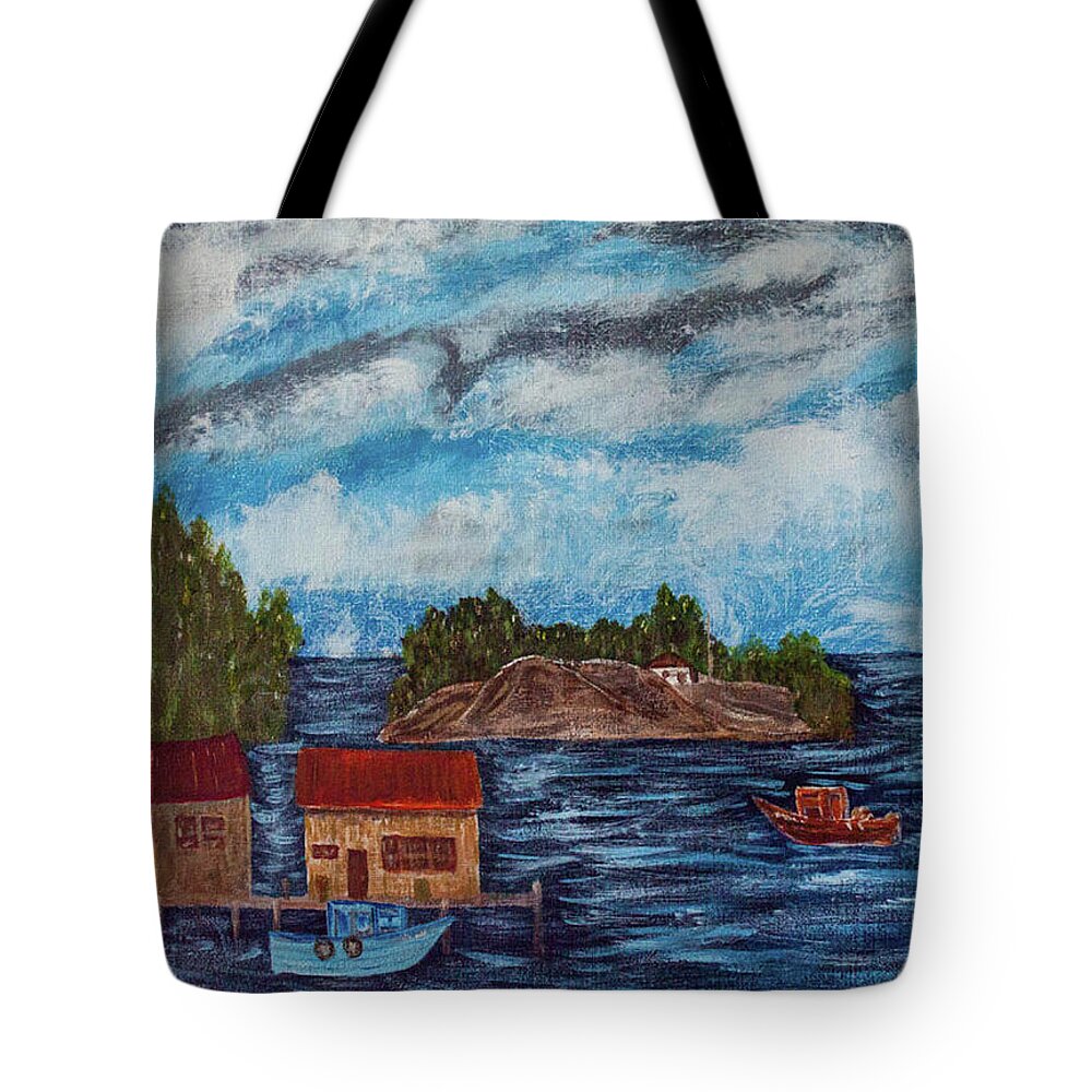 Stormy Tote Bag featuring the painting Stormy Day by Randy Sylvia