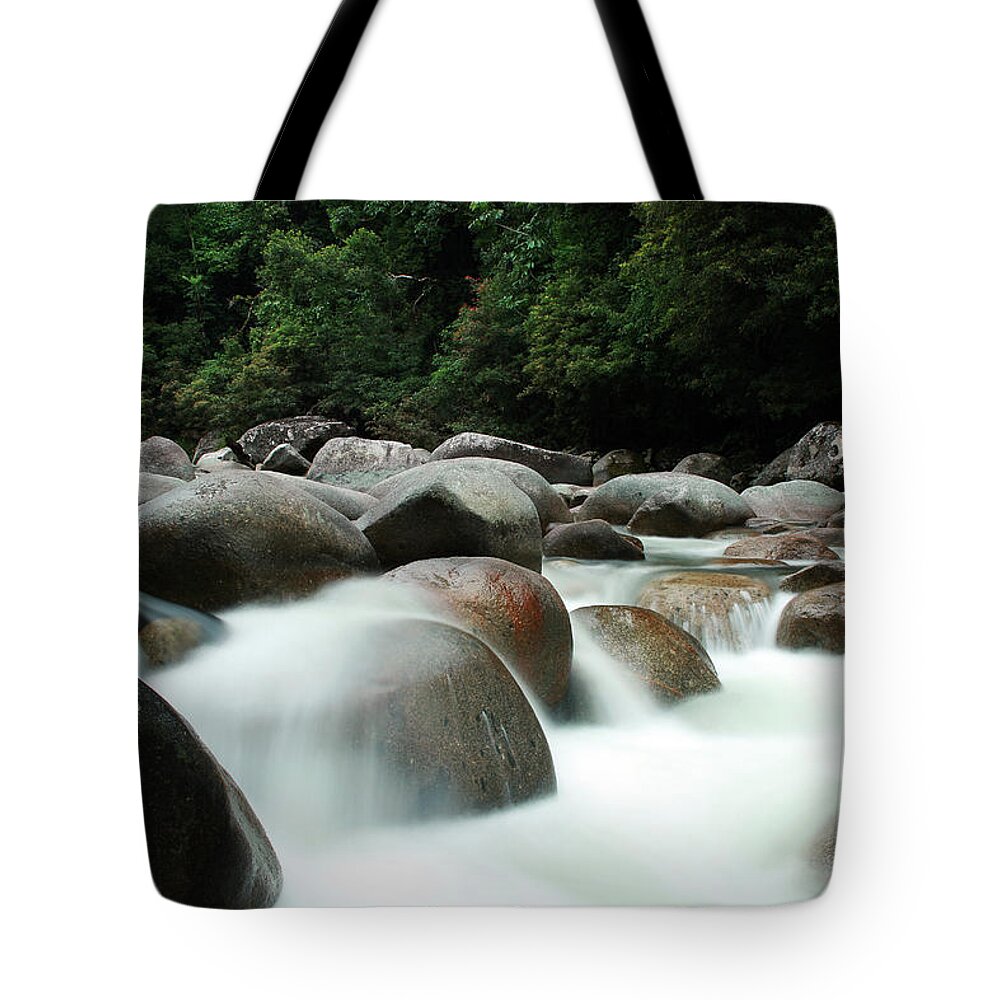 Water's Edge Tote Bag featuring the photograph Stream And Waterfall by Djgunner