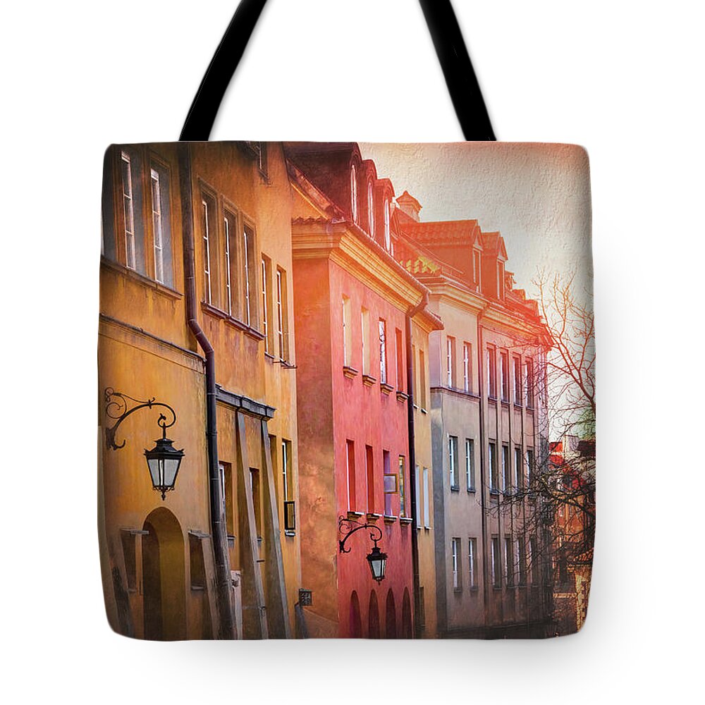 Warsaw Tote Bag featuring the photograph Streets of Warsaw Poland by Carol Japp