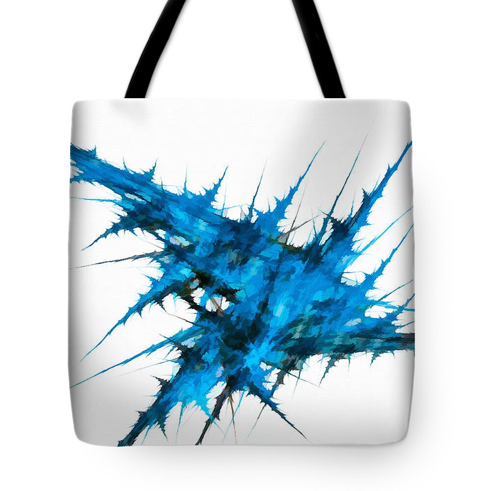 Strike Tote Bag featuring the digital art Strike Magnitude Blue by Don Northup
