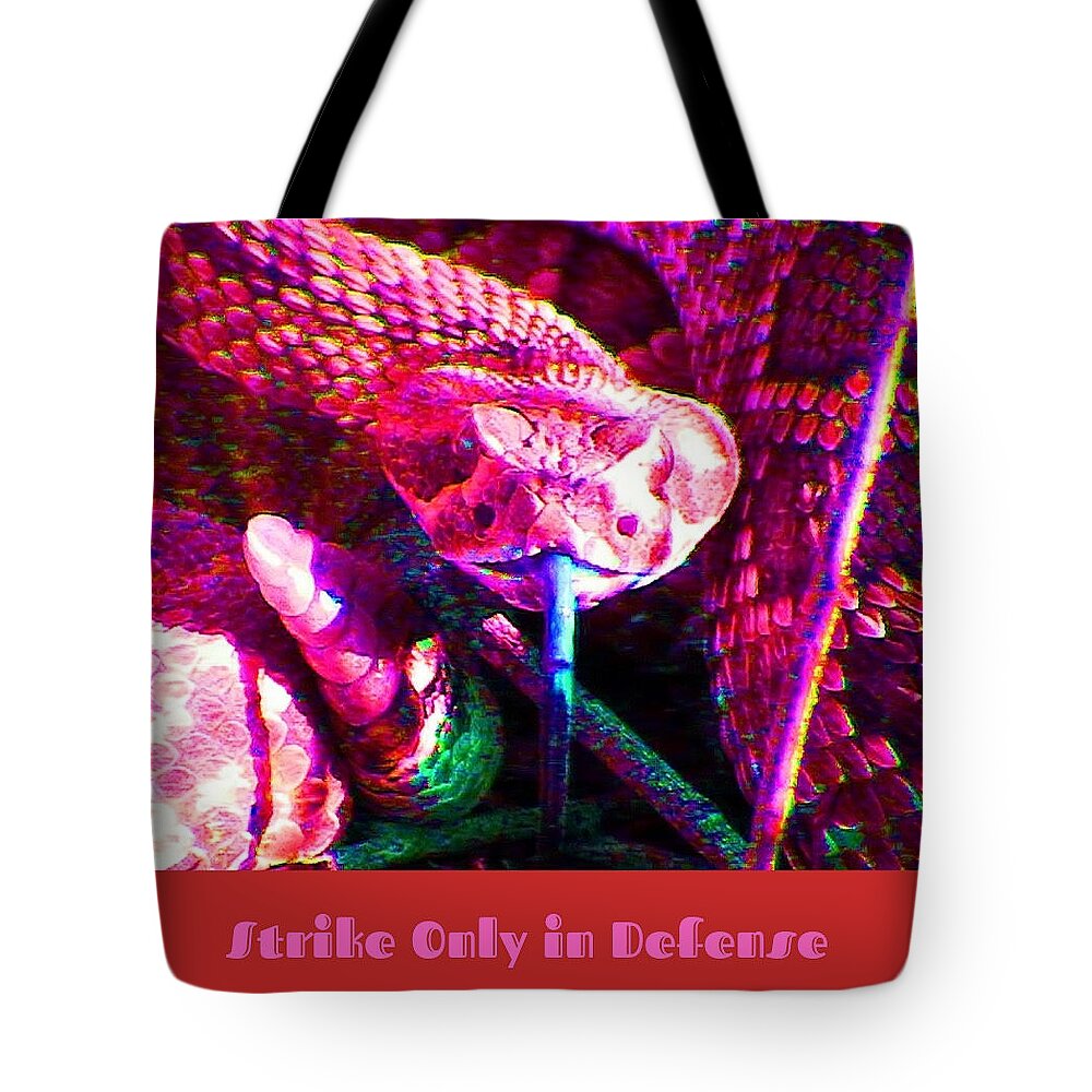 Snake Tote Bag featuring the photograph Strike Only in Defense by Judy Kennedy