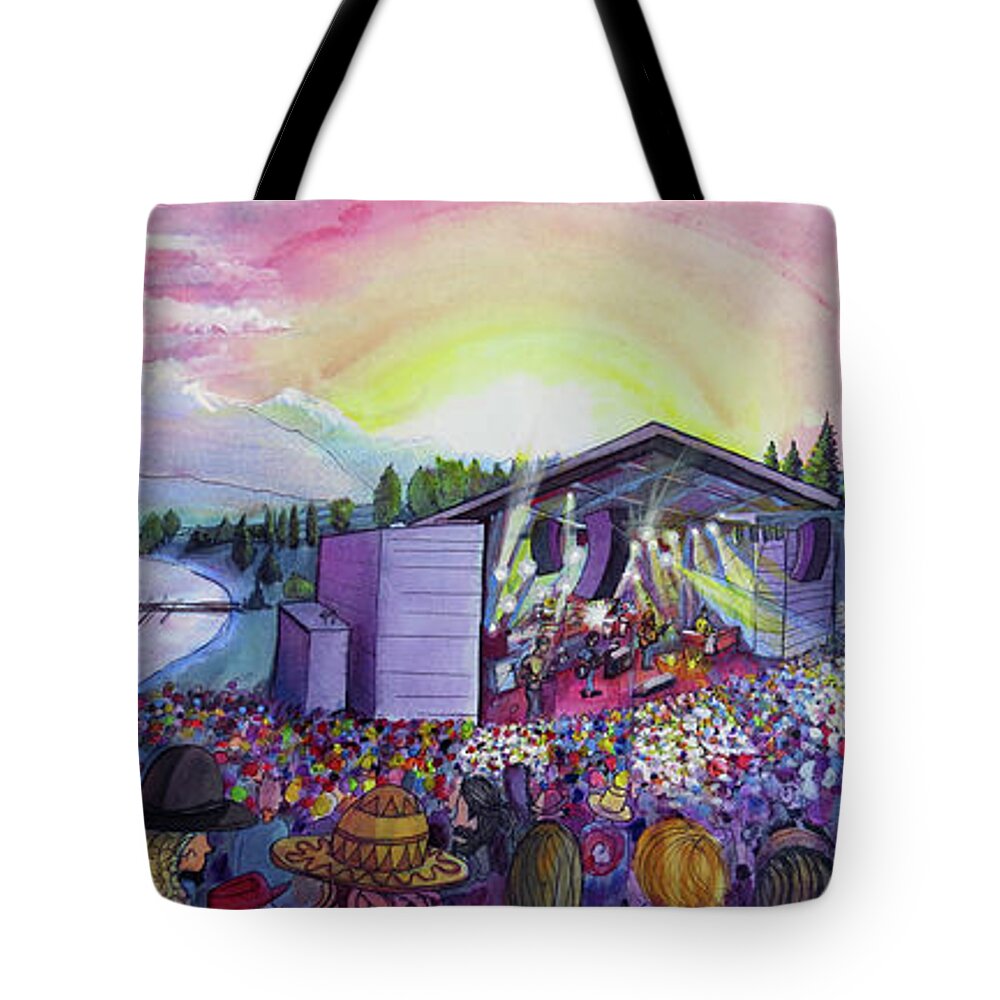 String Tote Bag featuring the painting String Cheese Incident Lake Dillon by David Sockrider