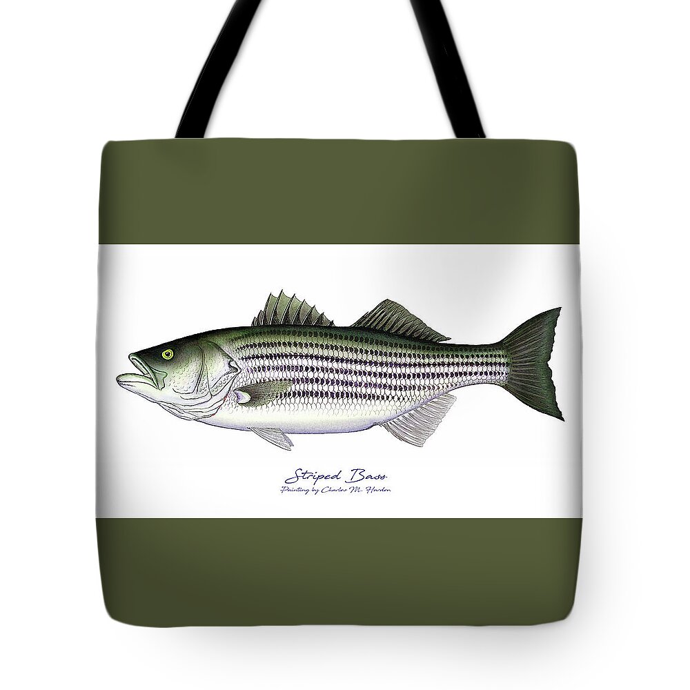 Striped Bass Art Tote Bag featuring the painting Striped Bass by Charles Harden