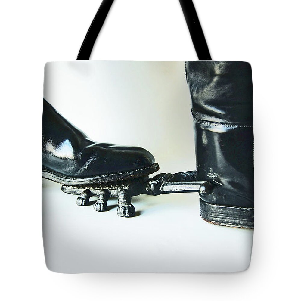 Studio Tote Bag featuring the photograph STUDIO. Boots and Boot Pull. by Lachlan Main
