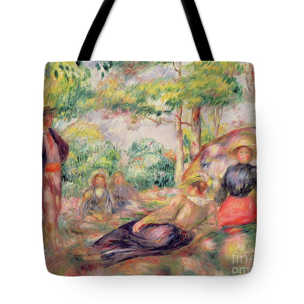 Landscape Tote Bag featuring the painting Study for Picnic, circa 1893 by Pierre Auguste Renoir