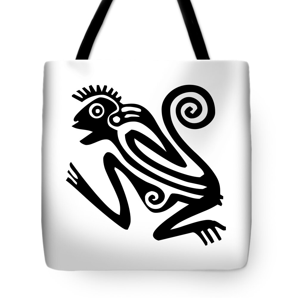 Stylized Black And White Monkey Silhouette Tote Bag featuring the digital art Stylized Black and White Monkey Silhouette by Rose Santuci-Sofranko