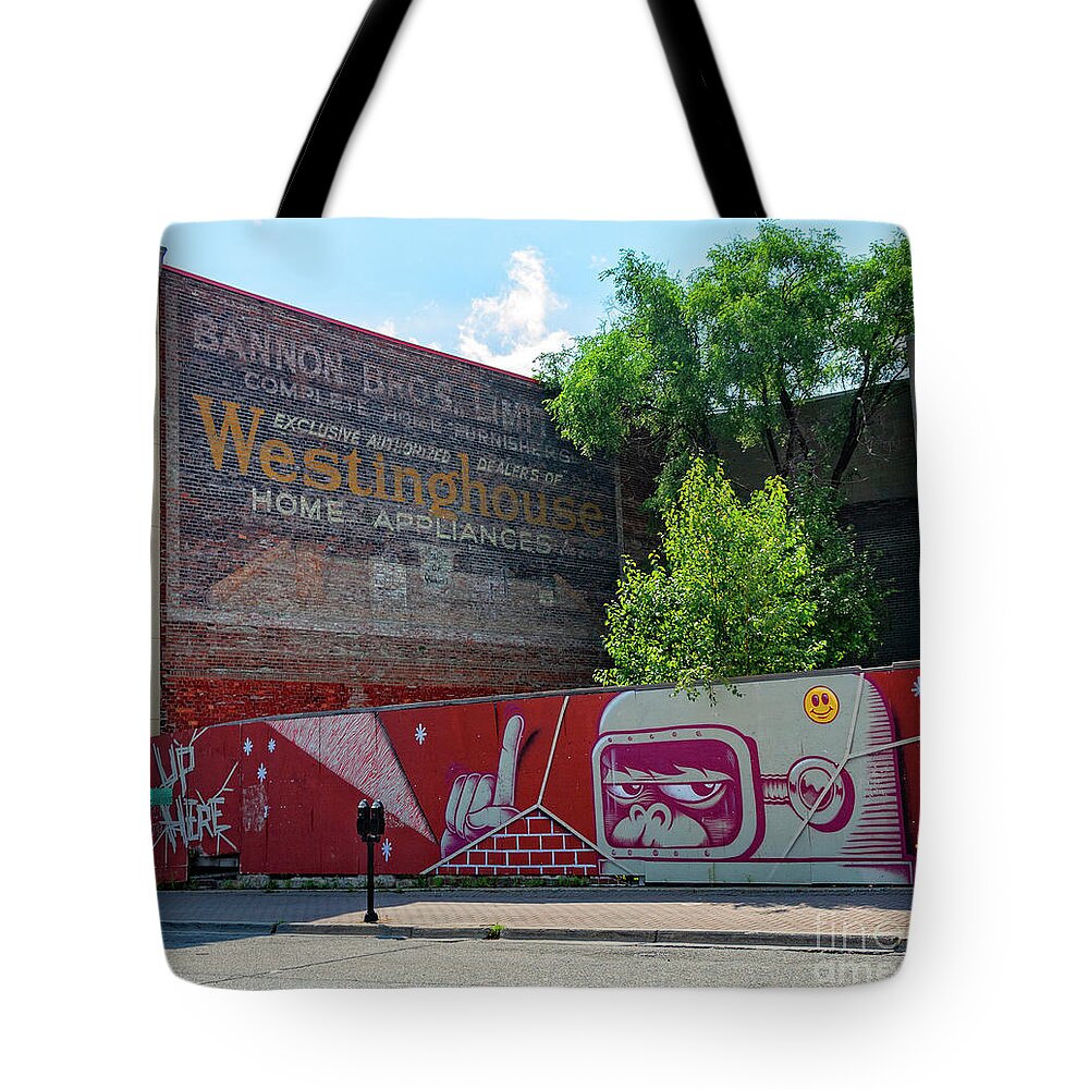Sudbury Tote Bag featuring the photograph Sudbury Ghost Sign by Lenore Locken