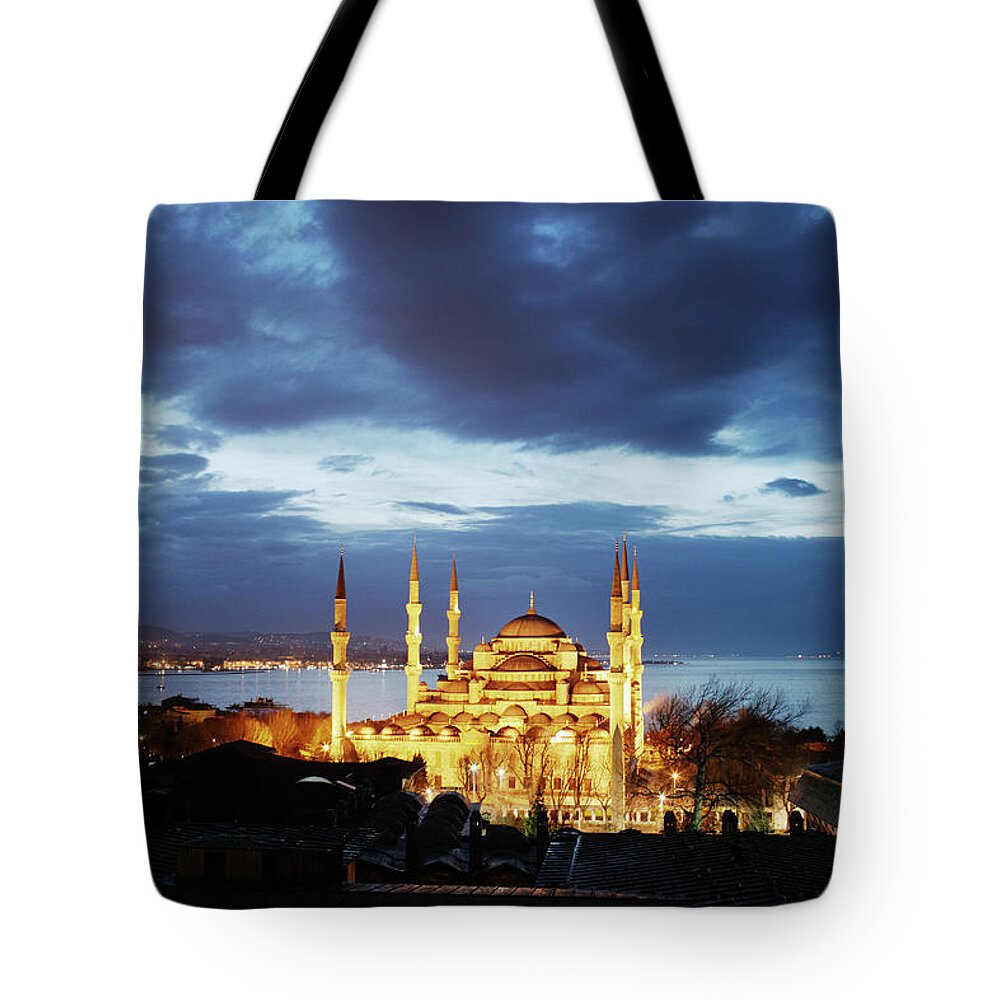 Istanbul Tote Bag featuring the photograph Sultanahmet Mosque Blue Mosque At Dawn by Silvia Otte