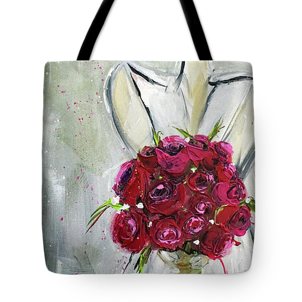 Bride Tote Bag featuring the painting Blushing Bride by Roxy Rich