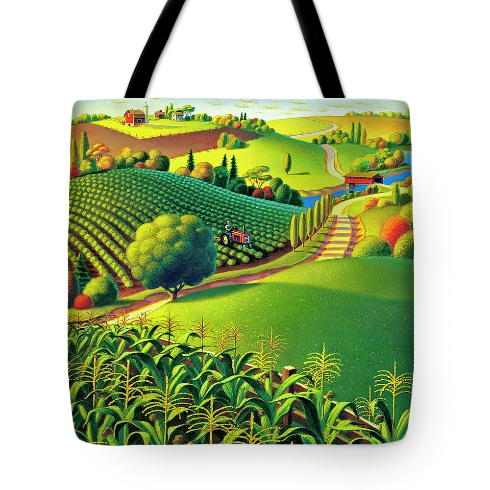 Farm Scene Tote Bag featuring the painting Summer Fields by Robin Moline