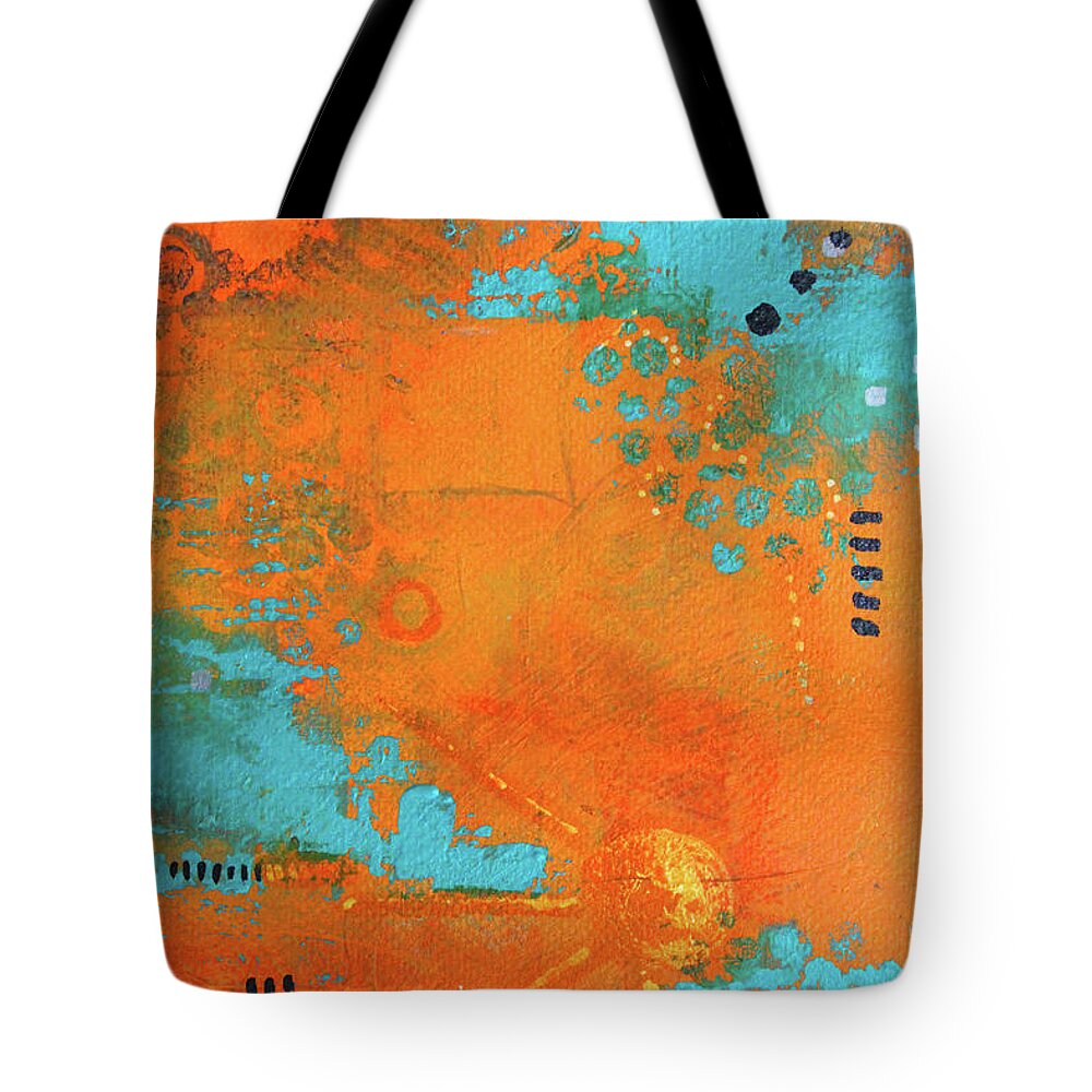Summer Abstract Tote Bag featuring the painting Summer in the City 2 by Nancy Merkle