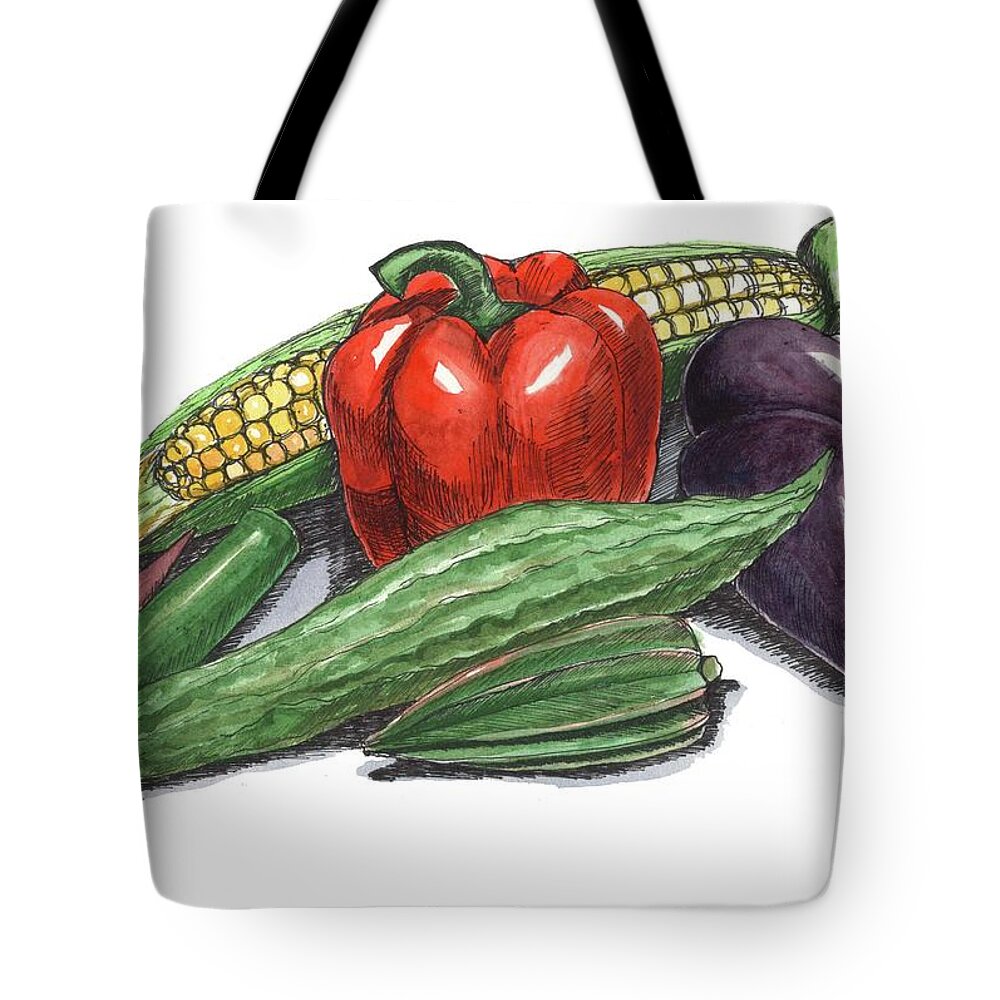 Watercolor Painting Tote Bag featuring the photograph Summer Vegetables by Kana hata
