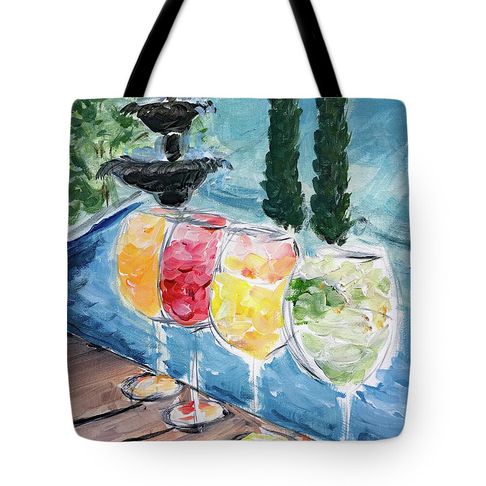 Wine Tote Bag featuring the painting Summer Wine by Roxy Rich