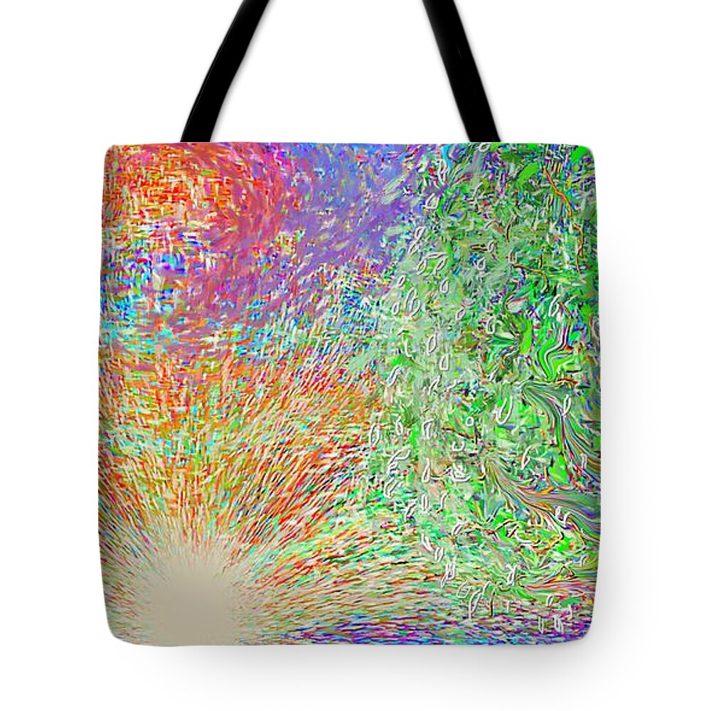 Sunrise Set Tree Yhwh Tote Bag featuring the painting Sun Circles Earth by Hidden Mountain