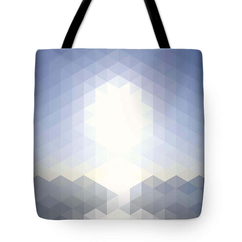 Scenics Tote Bag featuring the digital art Sun Over The Sea - Abstract Geometric by Bgblue