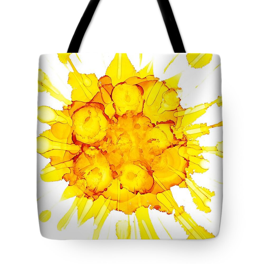 Alcohol Ink Tote Bag featuring the painting Sunburst by Christy Sawyer