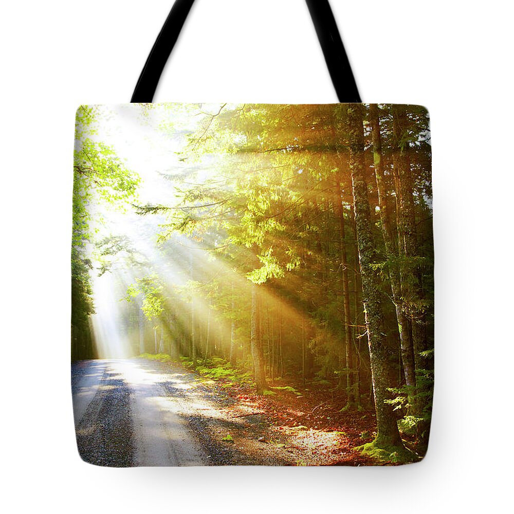 Outdoors Tote Bag featuring the photograph Sunflare On Road by Thomas Northcut