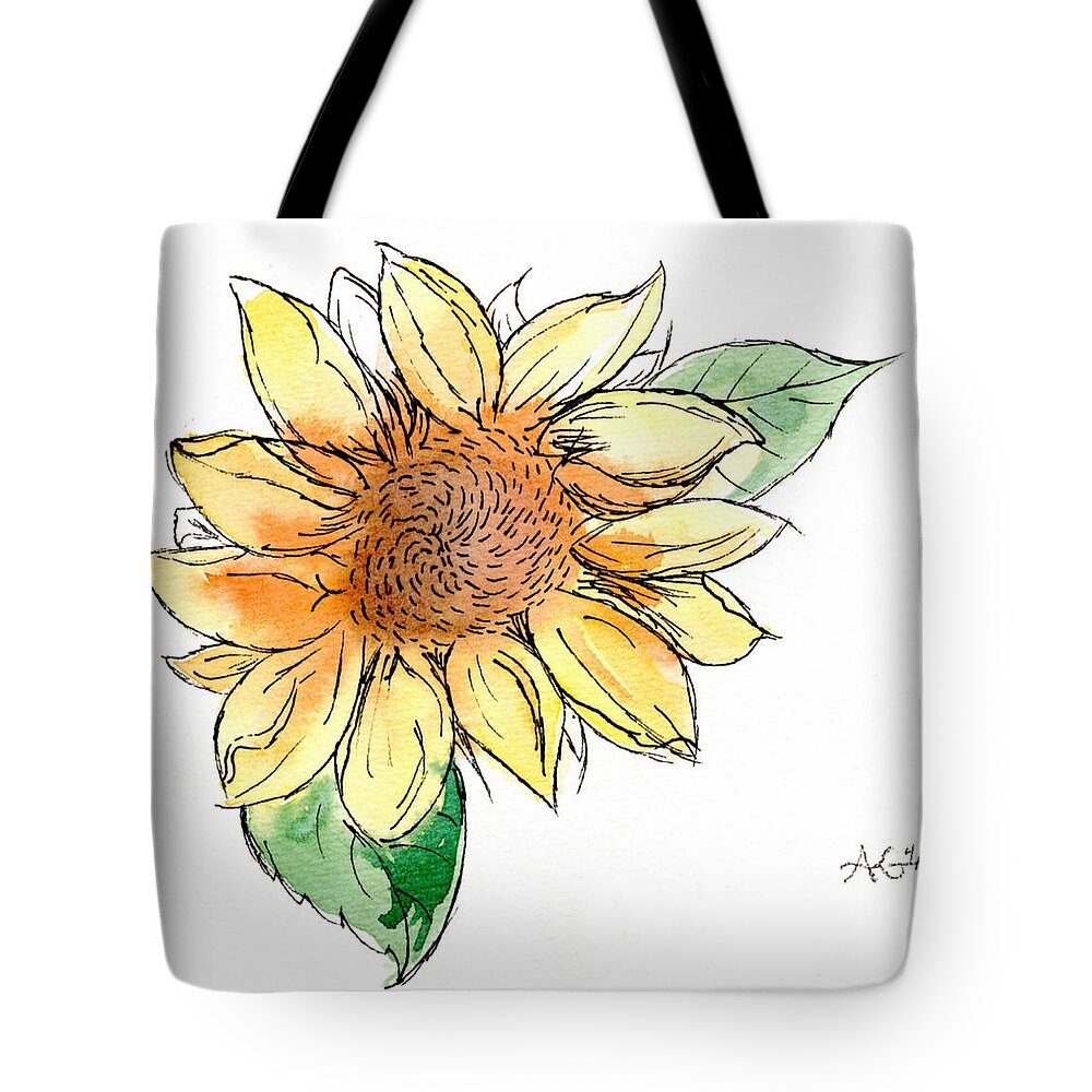 Sunflower Tote Bag featuring the mixed media Sunflower Study by Alexis King-Glandon