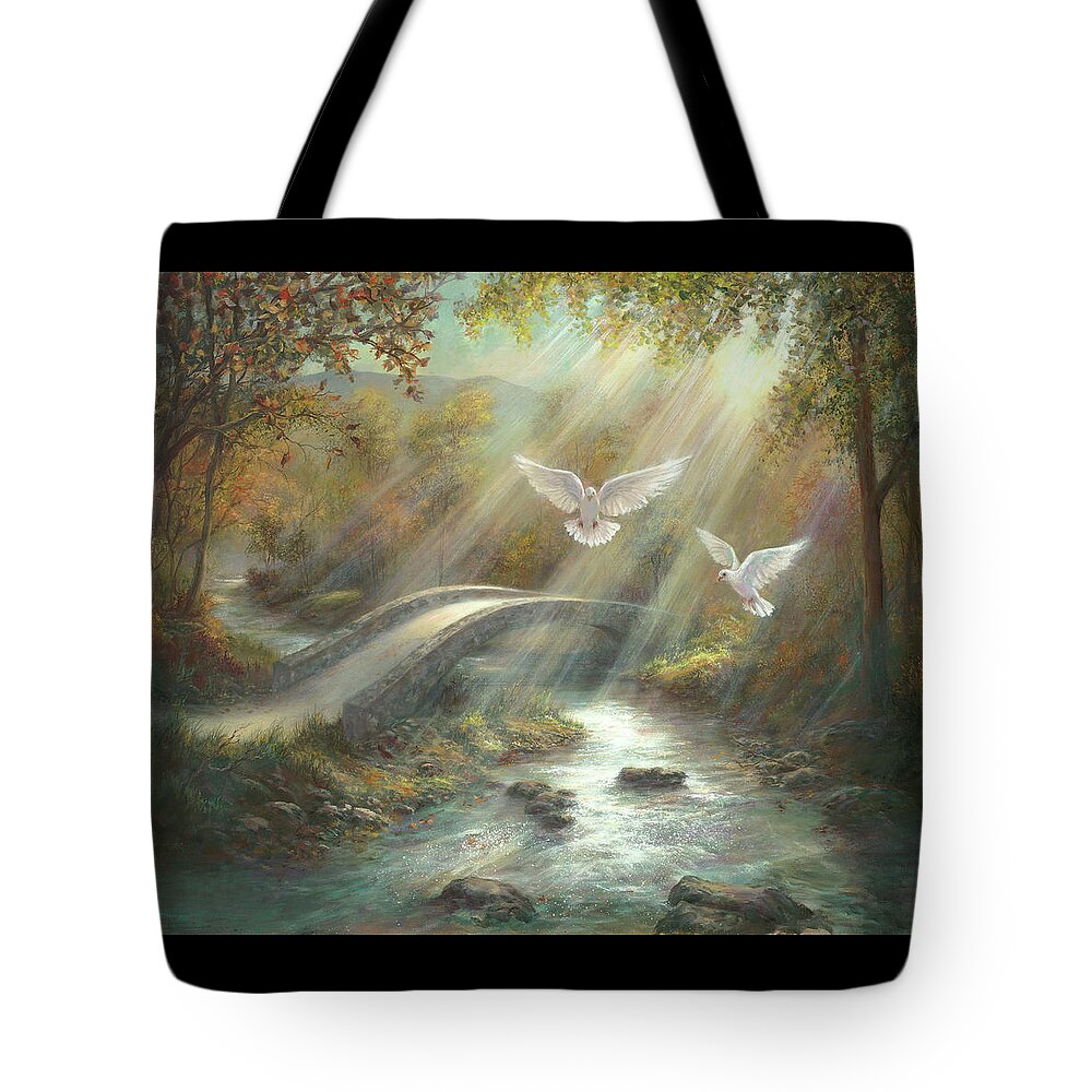 Dove Tote Bag featuring the painting Sunlight Kisses by Lynne Pittard