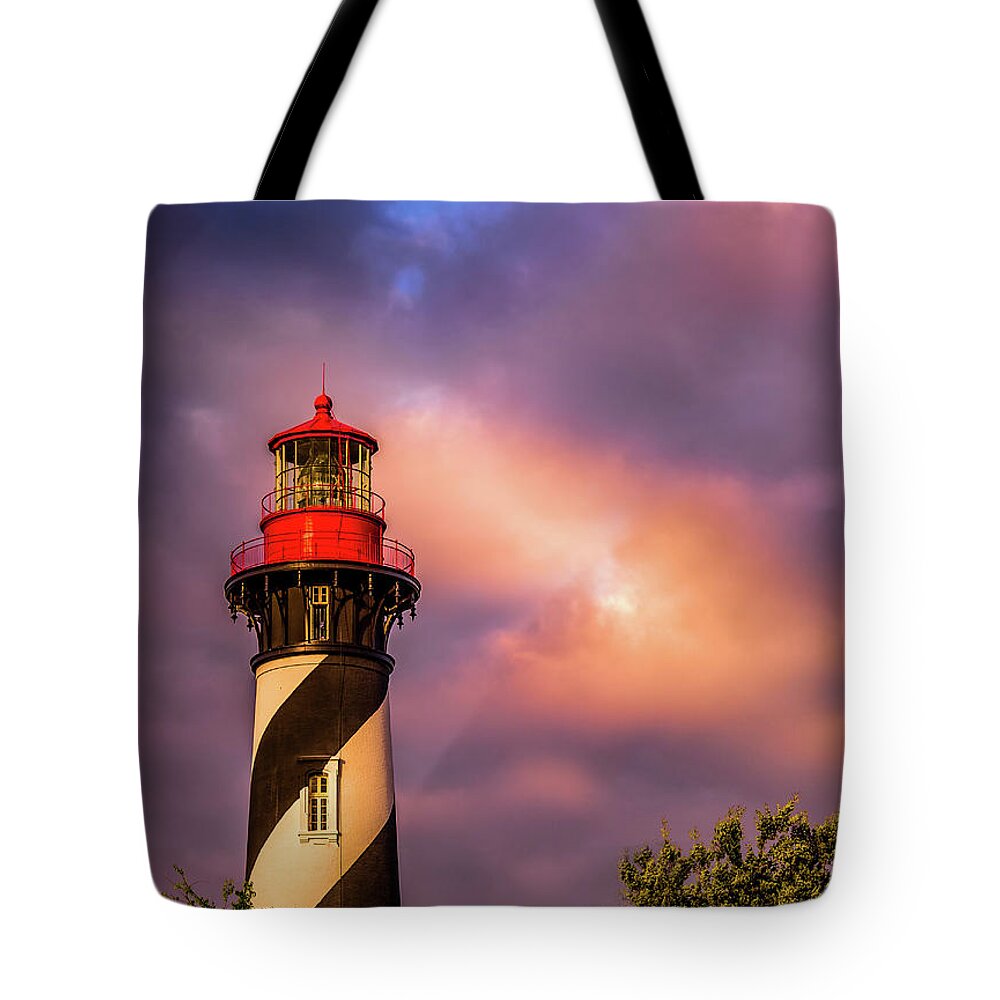 St Augustine Tote Bag featuring the photograph Sunlit Lighthouse by Joseph Desiderio