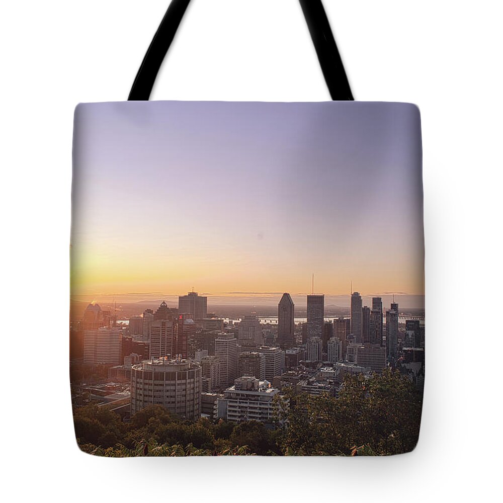 Montreal Tote Bag featuring the photograph Sunrise over Montreal by Nicole Lloyd