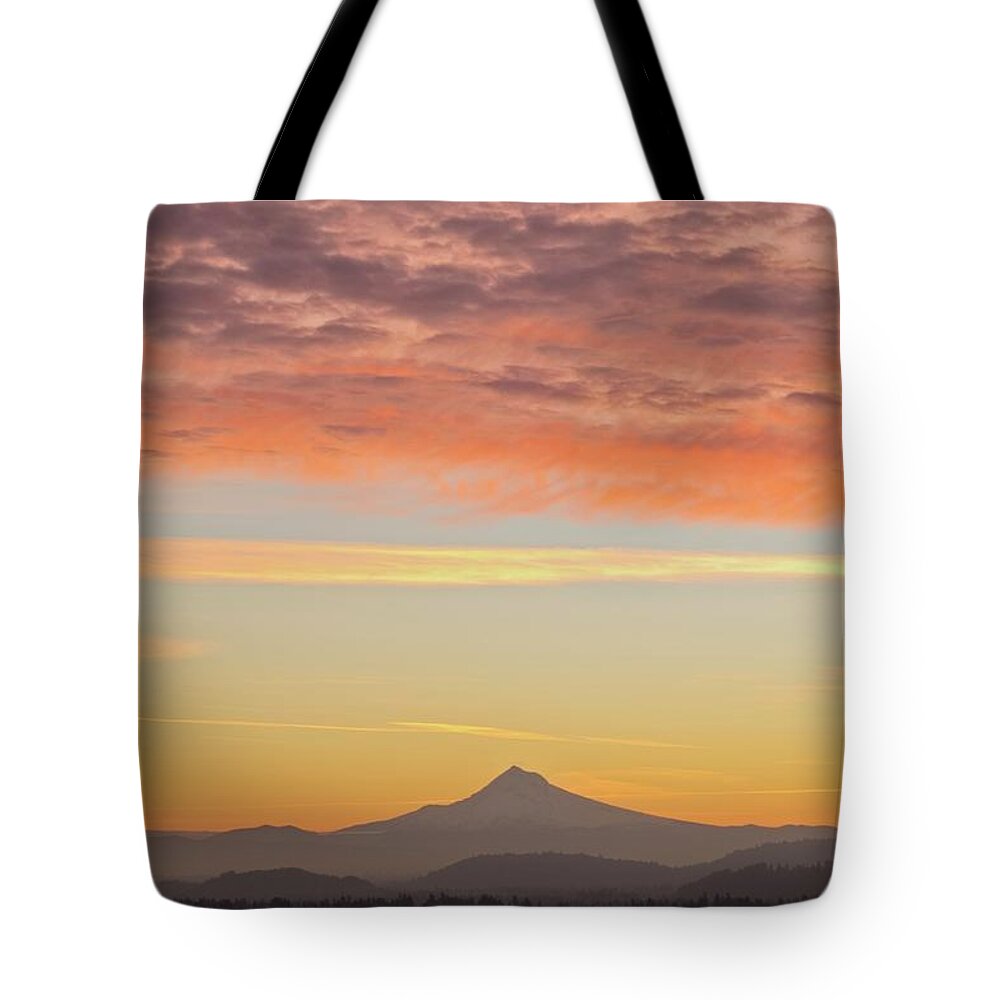 Scenics Tote Bag featuring the photograph Sunrise Over Mount Hood From Mount Tabor by Design Pics / Dan Sherwood