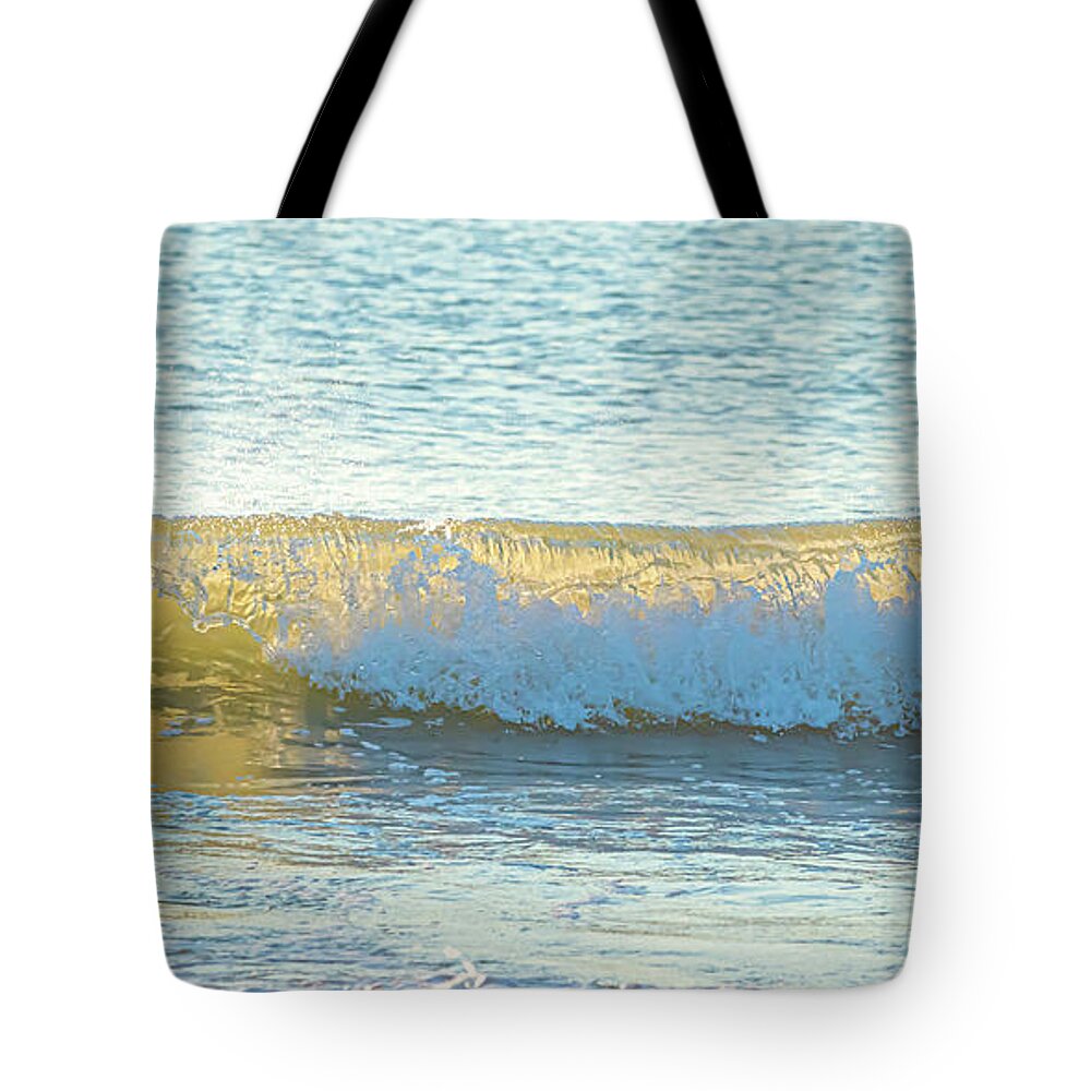 Sunrise Tote Bag featuring the photograph Sunrise Waves by Donna Twiford