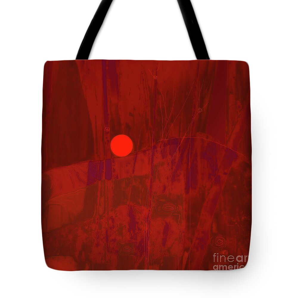 Square Tote Bag featuring the mixed media Sunset The Siler Metaphorm by Zsanan Studio