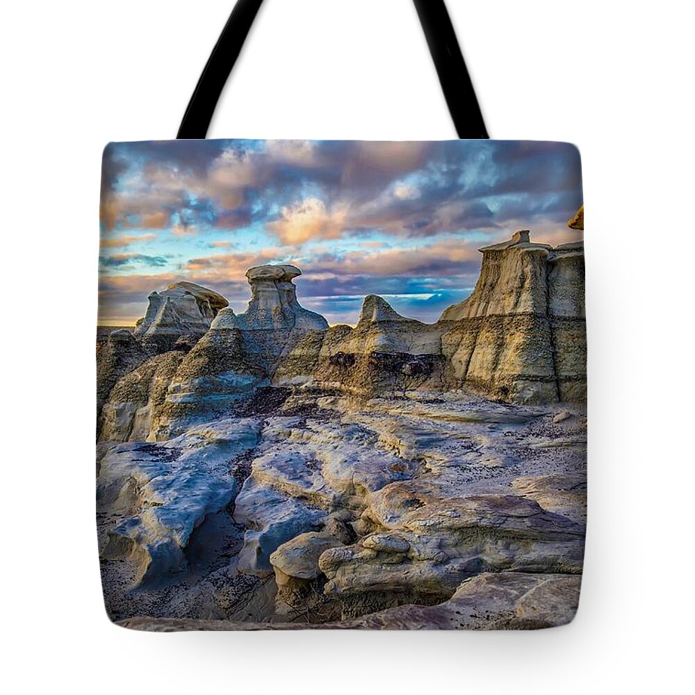Bisti Tote Bag featuring the photograph Sunset At Bisti by Jaime Miller