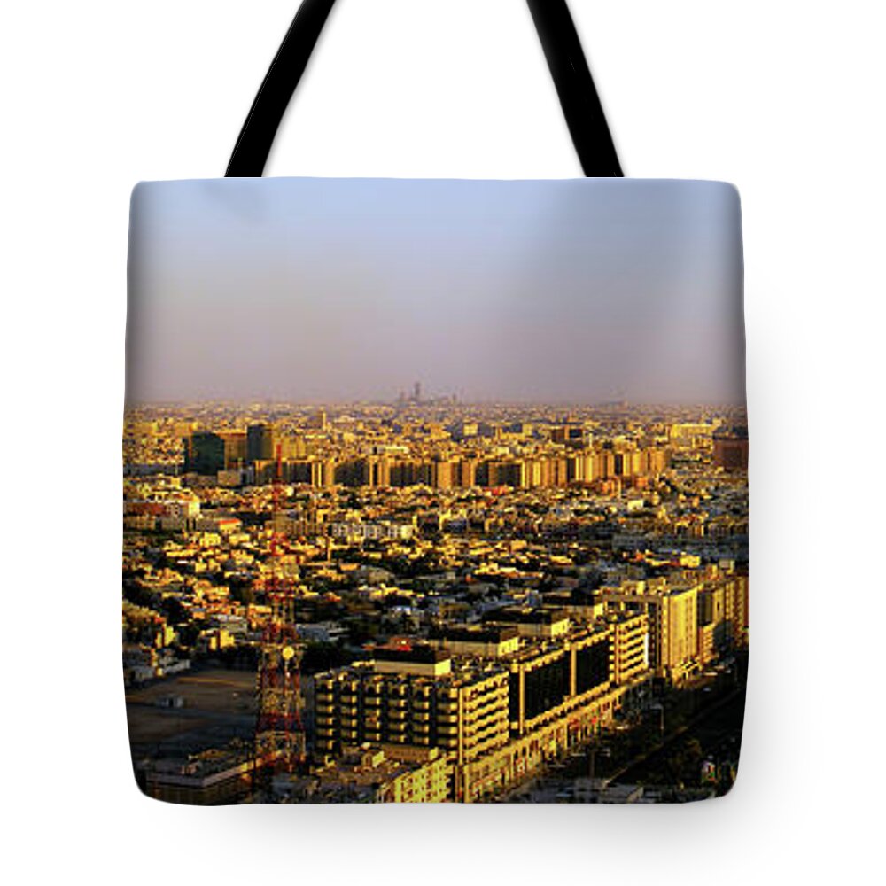 Panoramic Tote Bag featuring the photograph Sunset At Riyadh by Ayman Aljammaz
