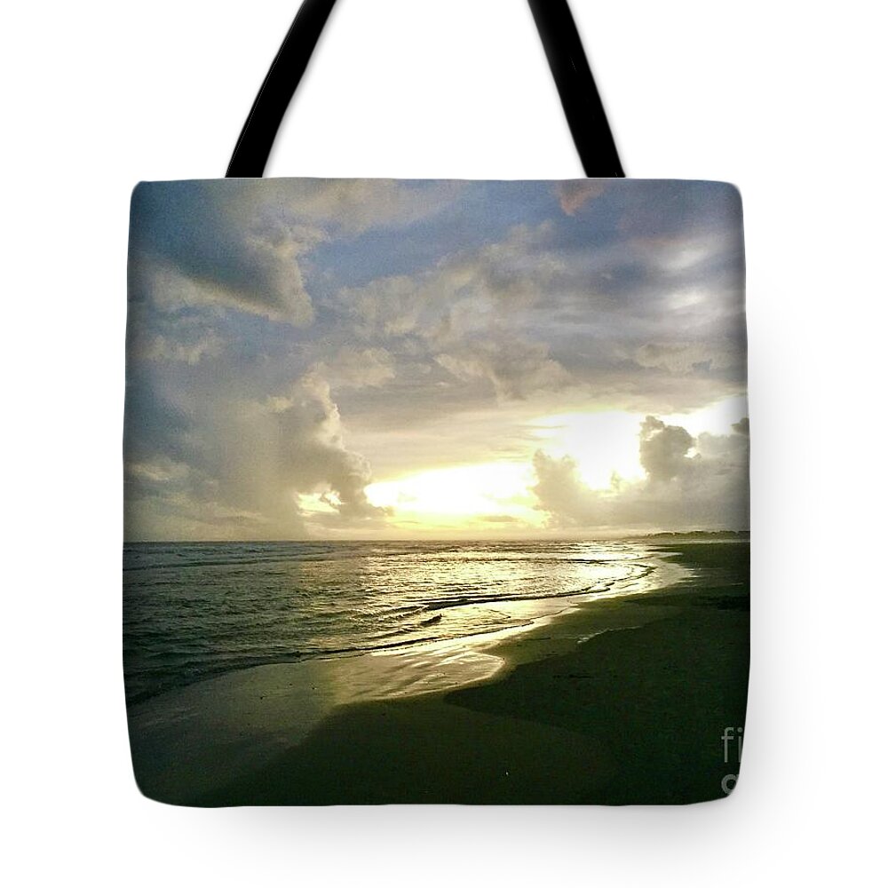 Sunset At The Beach Tote Bag featuring the photograph Sunset at the Beach by Flavia Westerwelle
