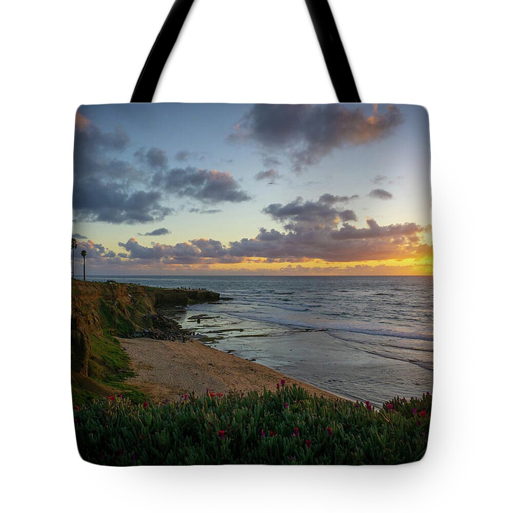 Sunset Tote Bag featuring the photograph Sunset Cliffs Crescendo by Richard A Brown