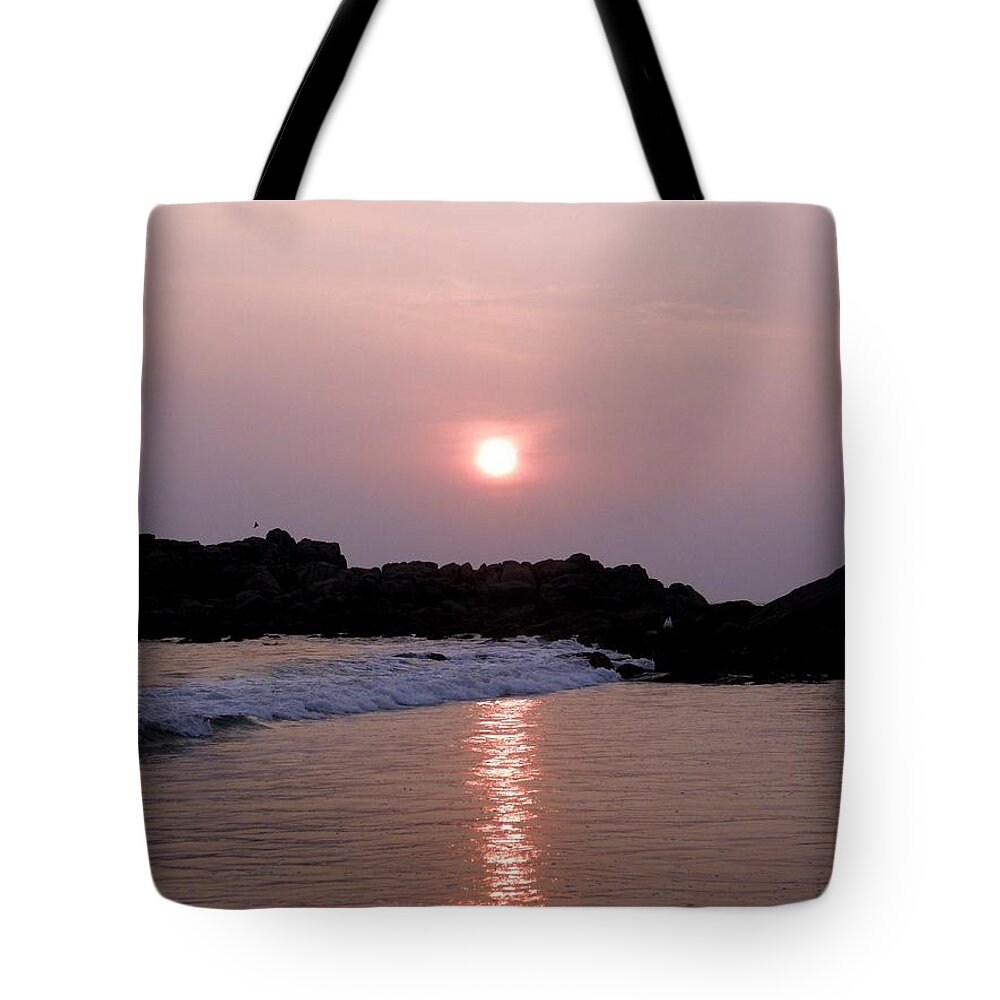 Scenics Tote Bag featuring the photograph Sunset Kovalam Beach Kerala - India by Balaji Chennai