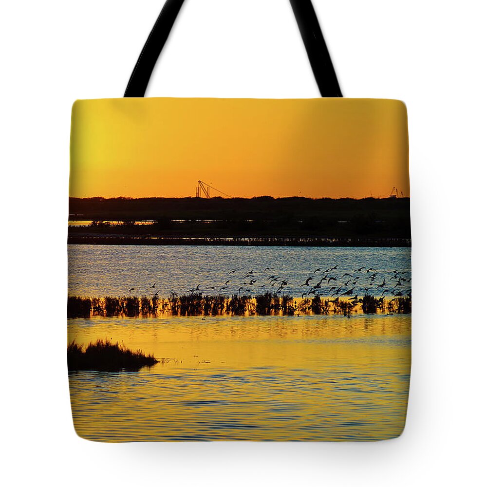 Sunset Tote Bag featuring the photograph Sunset on Copano Bay by Adam Reinhart