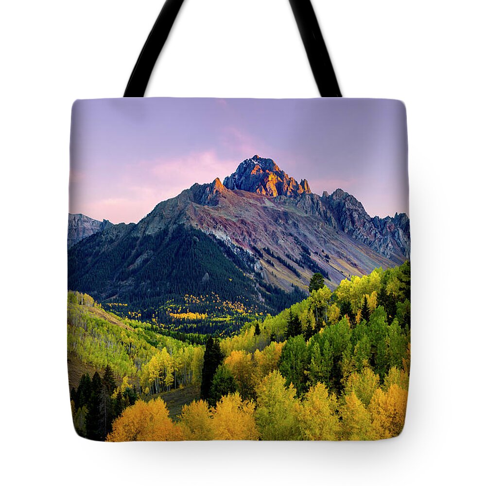 Mt Sneffels Tote Bag featuring the photograph Sunset on Mt Sneffels by Ronda Kimbrow