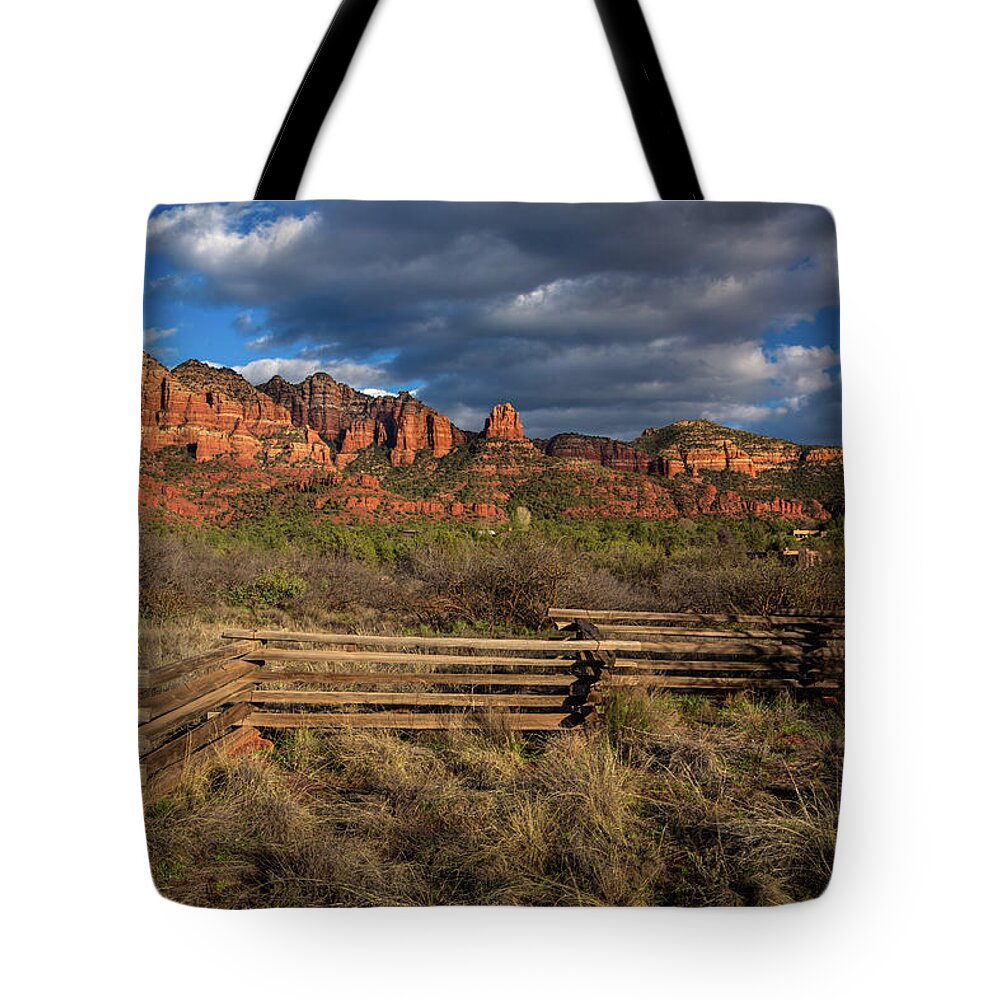 Sedona Tote Bag featuring the photograph Sunset on Red Rock Formations by Rick Strobaugh