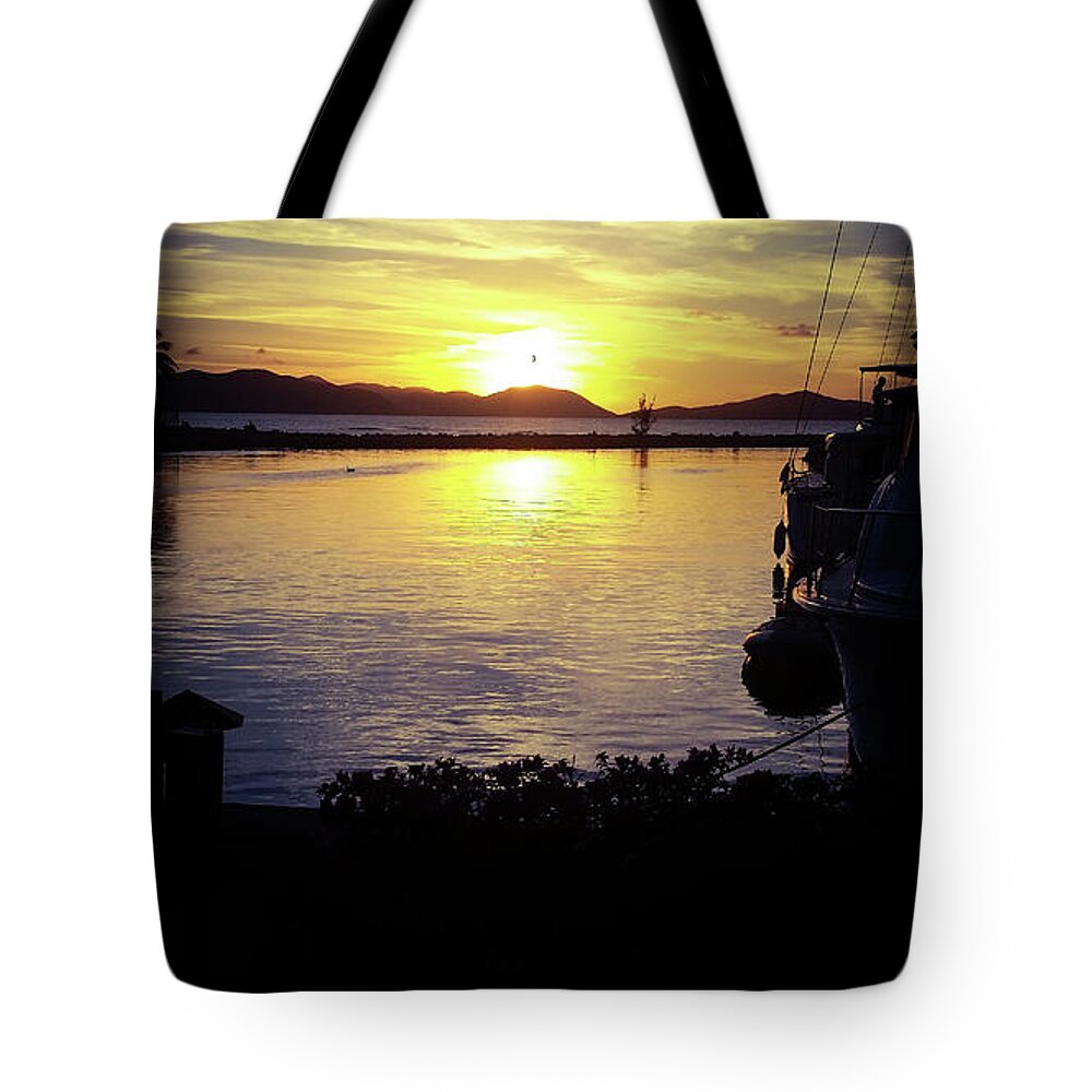 Ocean Tote Bag featuring the photograph Sunset on the Ocean by Elizabeth M
