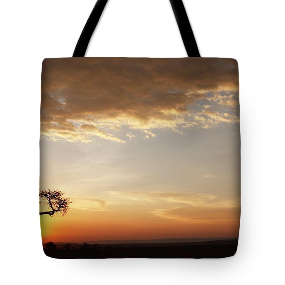 Scenics Tote Bag featuring the photograph Sunset Over African Horizon With by Gp232