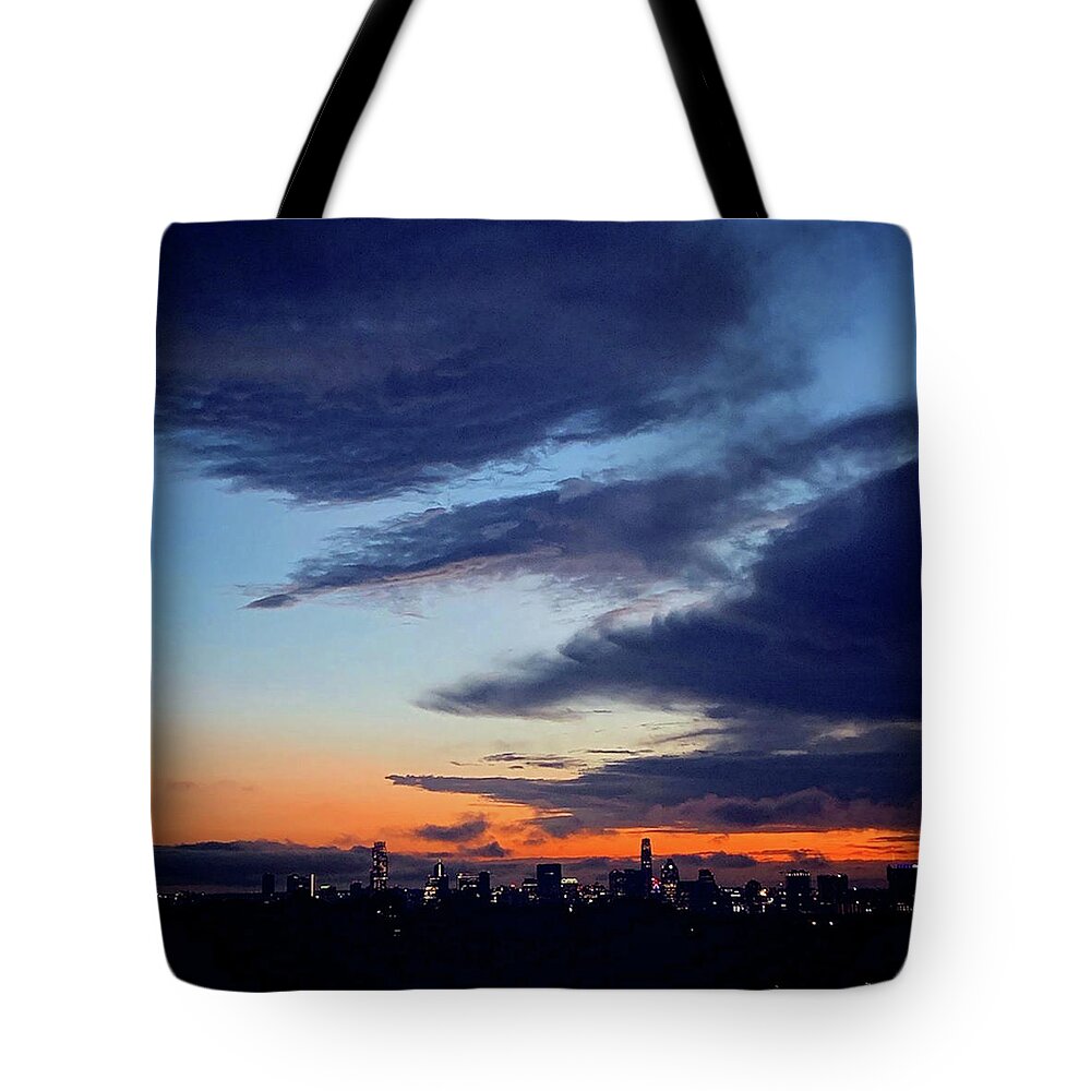 Daniel Tote Bag featuring the painting Sunset over Austin by Daniel Nelson