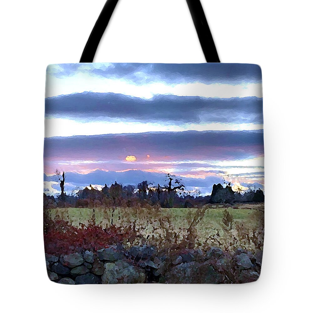 Sunset Tote Bag featuring the photograph Sunset Over Sheep Pasture by Tom Johnson